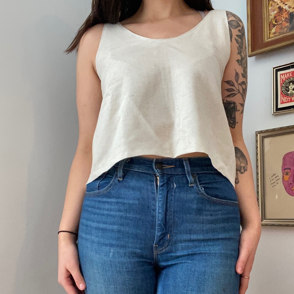Linen butterfly back top